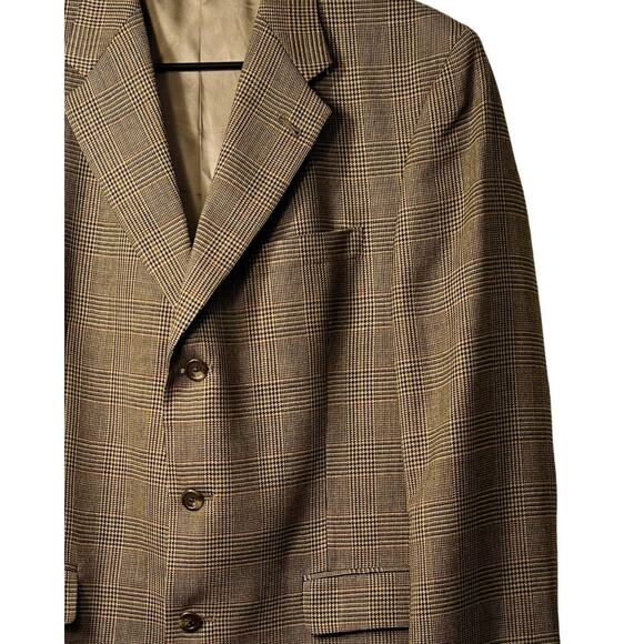 Burberrys Harris Plaid Wool Blazer Mens Size 40R Brown Tan Pristine Vintage 80s - Picture 6 of 10